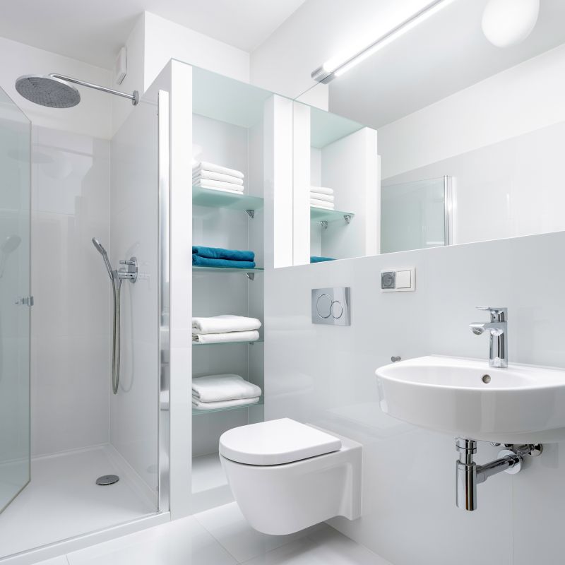 Corner Shower with Built-in Seating